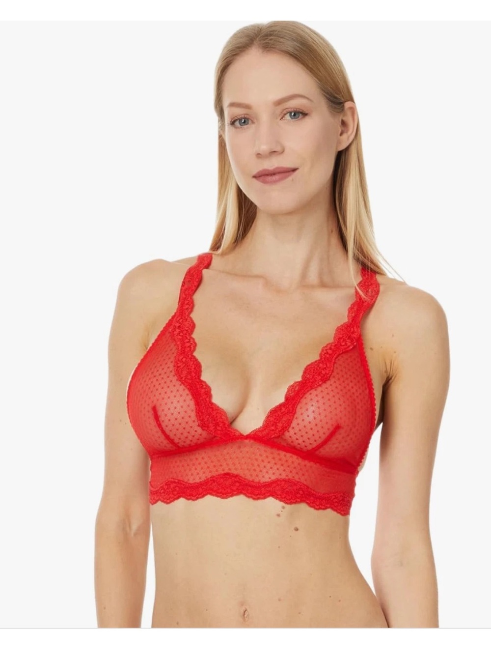 Free People FP Midweek Longline Bralette fiery red Sz large
